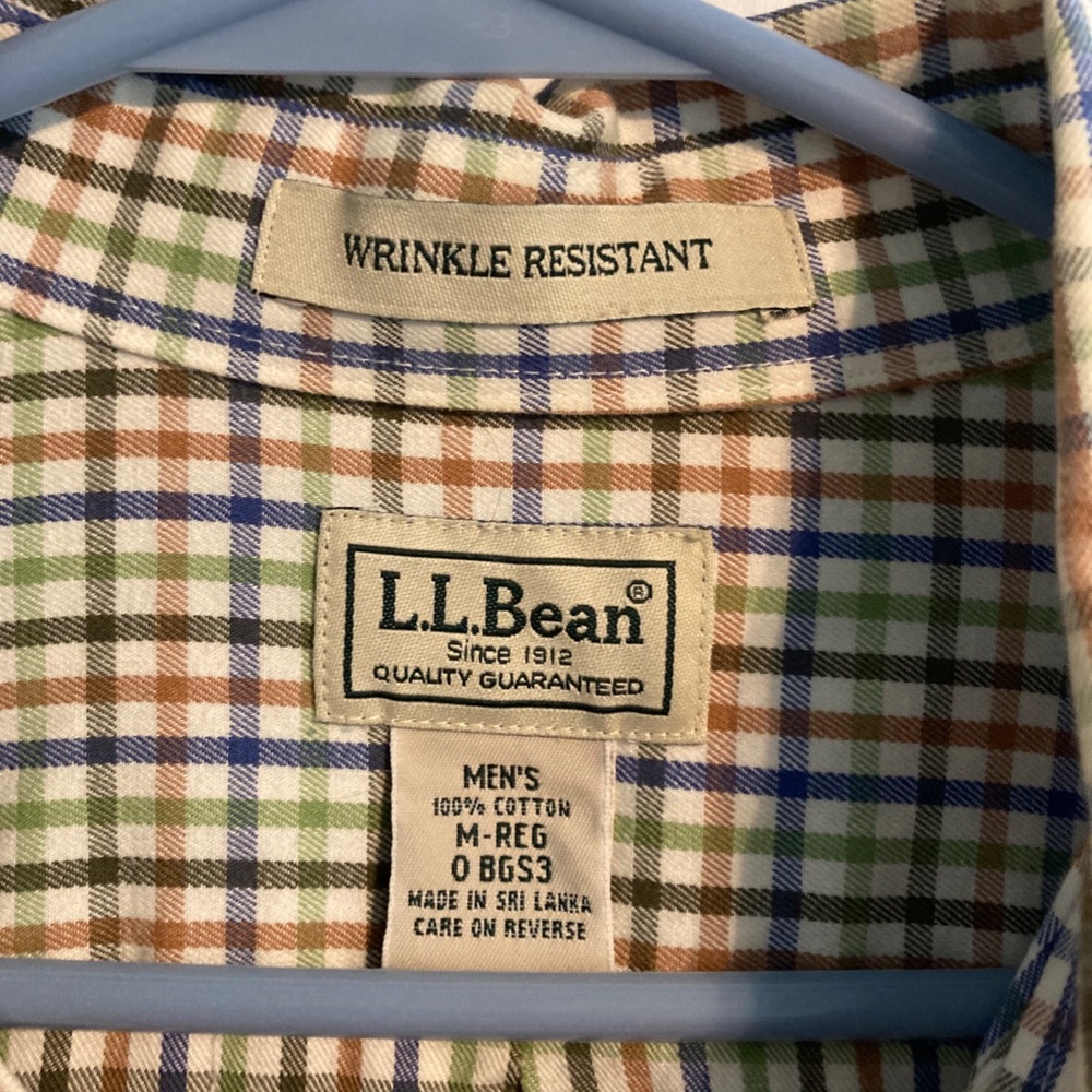 Ll Bean Wrinkle Resistant Checked Plaid Button Do… - image 3